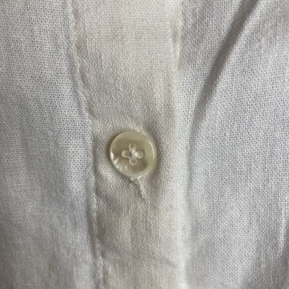 Susan Graver Women's White Linen Embroidered Button Up Shirt Size XL Boxy Boho - Picture 8 of 12